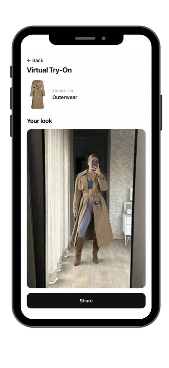 Vêtu virtual try-on rendered on your own photo