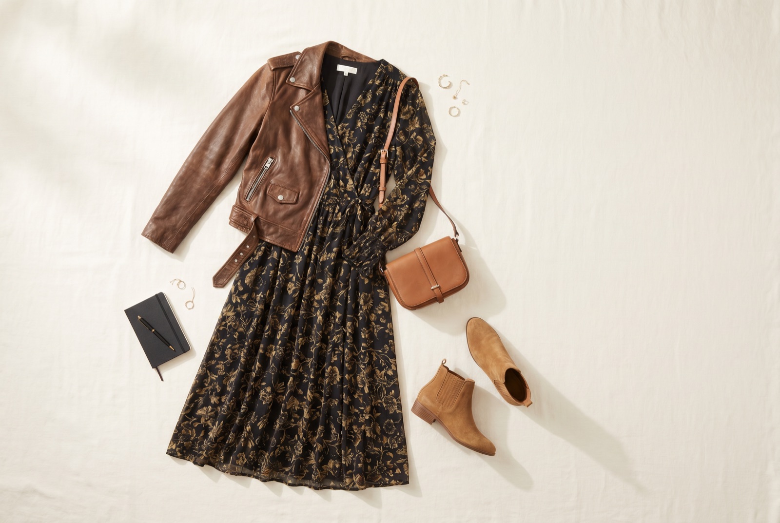 How to Wear a Brown Leather Jacket With a Dress